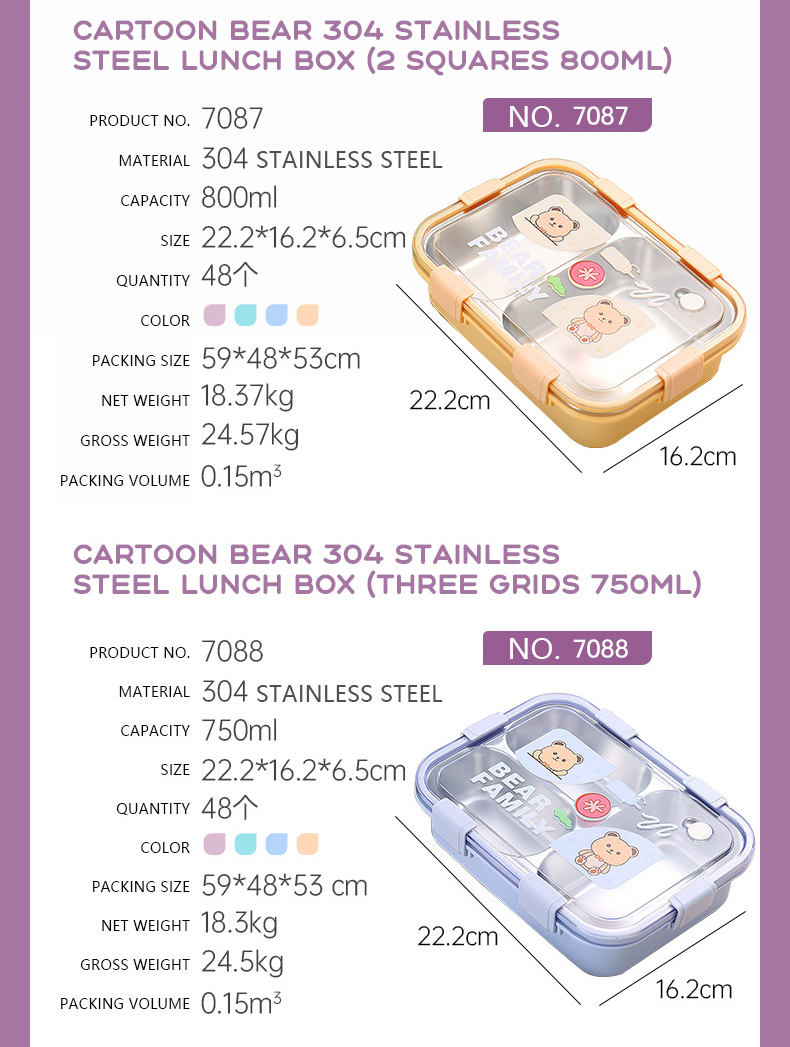 Stainless Steel Safe Food Container Bento Lunch Box