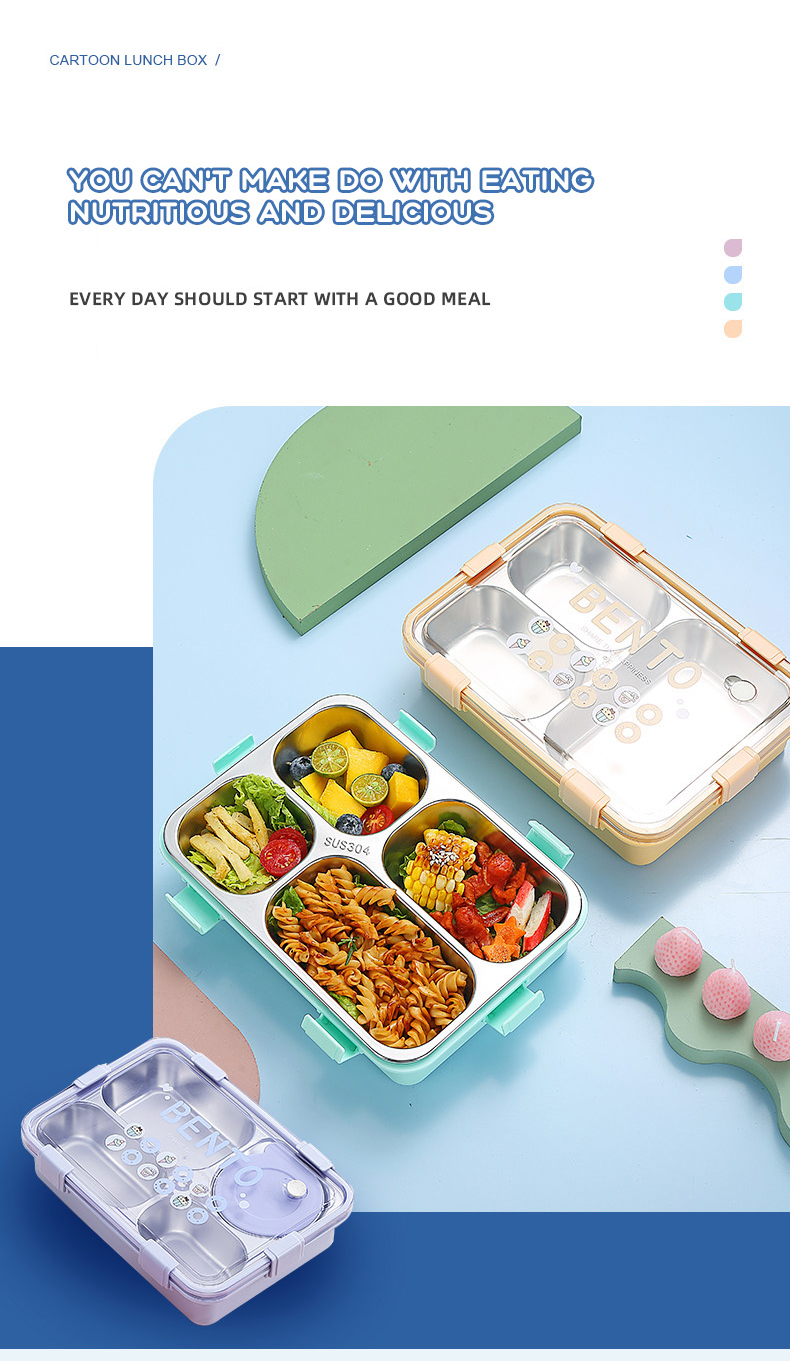 Wholesale Food Plastic Stainless Steel Bento Lunch Box