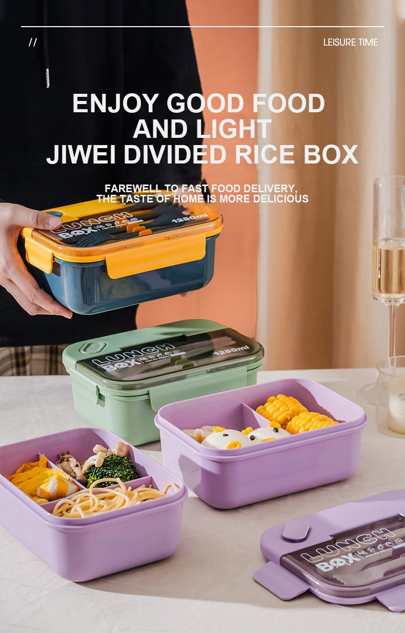 Portable Large Kid Bento Box Plastic Food Container Lunch Box