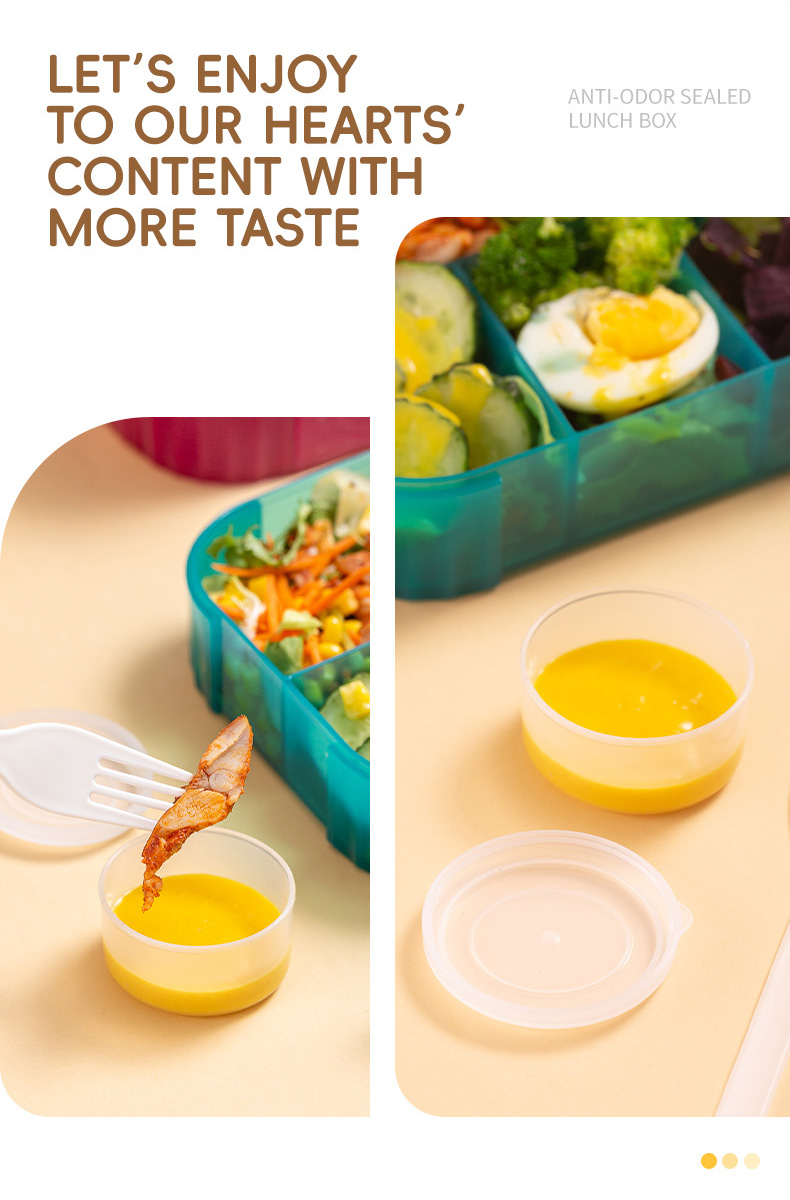 LFGB CE FDA CPC cartoon student kids 4 compartments leakproof plastic food grade lunch box with sauce box and cutlery 1200ml